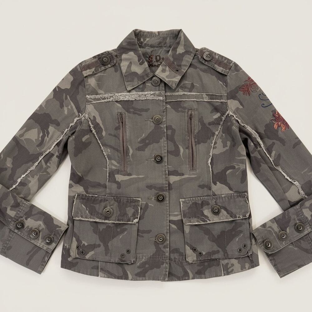 Deep Los Angeles Women's Camo Embroidered Utility Jacket Sz Small S
 b6